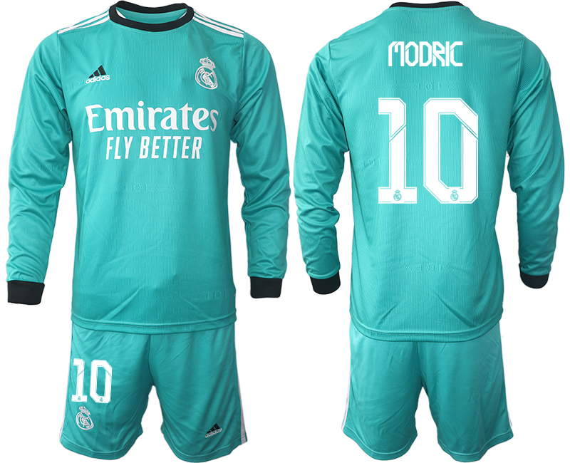 Men 2021-2022 Club Atletico Madrid second away blue Long Sleeve #10 Soccer Jersey